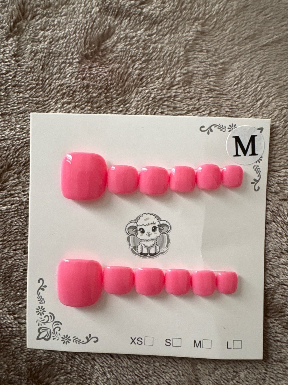Pink toe press on nails ( medium )